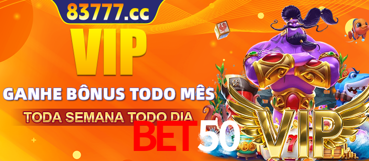 Banner promocional do BET50 oferecendo 100% de recompensas adicionais contínuas para quem fizer o login diário (Daily sign-in), com um mascote de coelho.